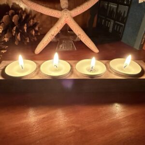 Handcrafted Walnut Tealight Candle Holder: Rustic Modern Home Decor